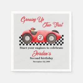 Uppväxt två Fast Red Tävling-kort andra födelsedag Pappersservett