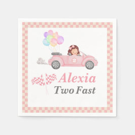 Uppväxt två Tävling-bilflickor i snabb Rosa 2:a da Pappersservett