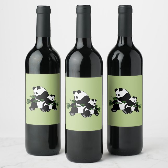 Uppväxtande panda vinflaska etikett (Flaskor)