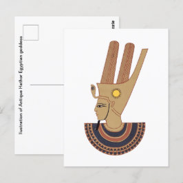 Uppvisning av Antique Hathor Egyptian guddess gudi Vykort