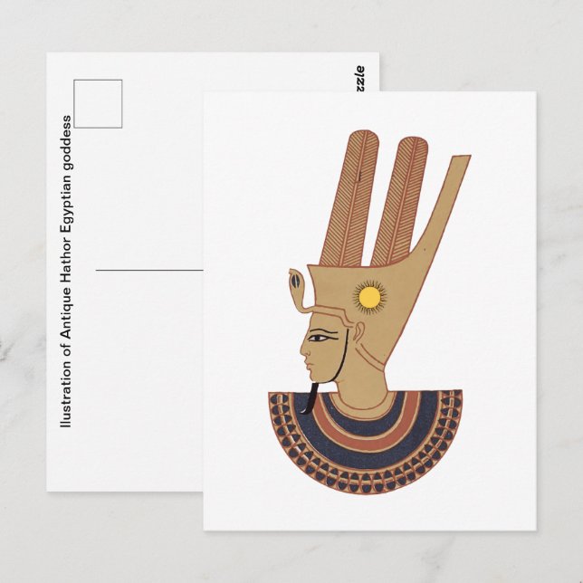 Uppvisning av Antique Hathor Egyptian guddess gudi Vykort (Fram/baksida)