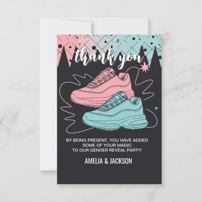 Uppvisning av Genderna Retro Sneaker Boll i 90-tal Tack Kort (Framsida)