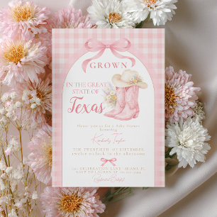 Uppvuxen i Texas Cowgirl Stövlar Rosa Rosett Babyf Inbjudningar