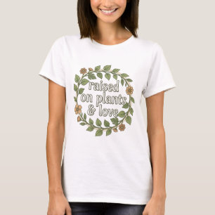Uppvuxen på Växter och Kärlek Retro Botanisk Krans T Shirt