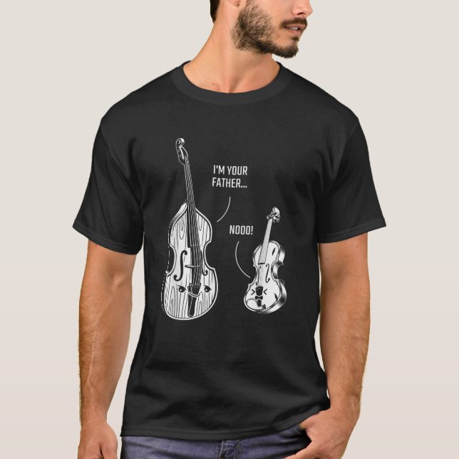 Upright Bass Violin Im din Far Dubbla Bass Fid T Shirt (Framsida)