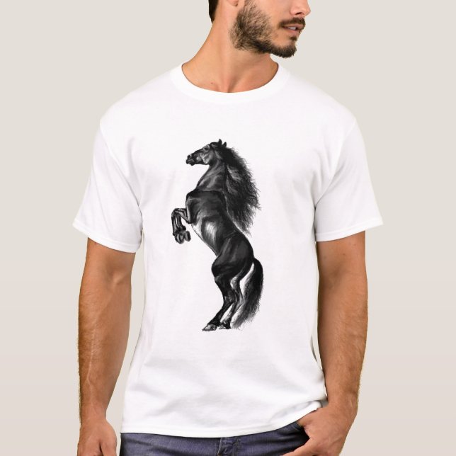Upright Black Vild Horse T-Shirt (Framsida)