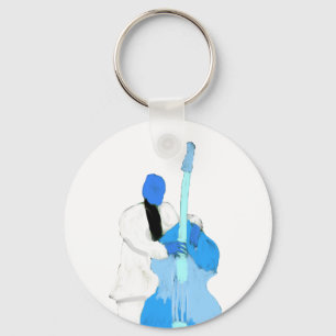 uprightbassplayerBlueWhiteversion Nyckelring