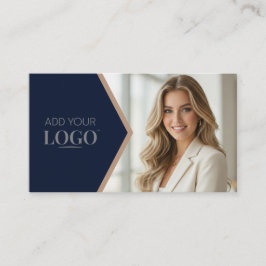 Upscale Navy Blue & Gold Geometric Business Visitkort