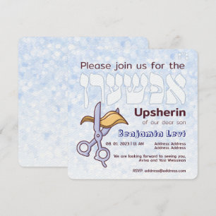 Upsherin First Haircut Jewish Boy's 3rd Birthday I Inbjudningar