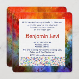 Upsherin First Haircut Jewish Boy's 3rd Birthday Inbjudningar