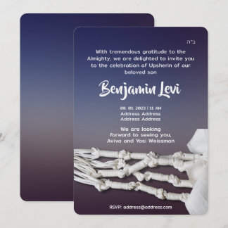 Upsherin First Haircut Jewish Boy's 3rd Birthday Inbjudningar