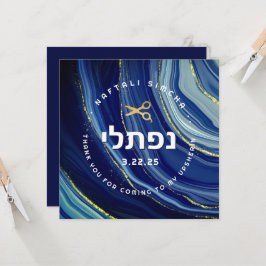 Upsherin Watercolor & Glitter med hebreiskt namn Inbjudningar