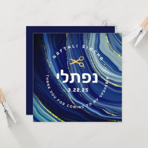 Upsherin Watercolor & Glitter med hebreiskt namn Inbjudningar
