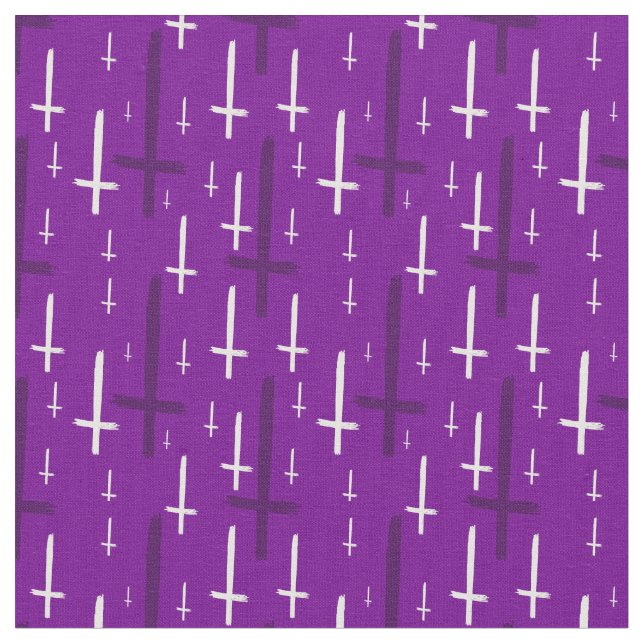 upside down inverted cross purple tyg (Närbild)
