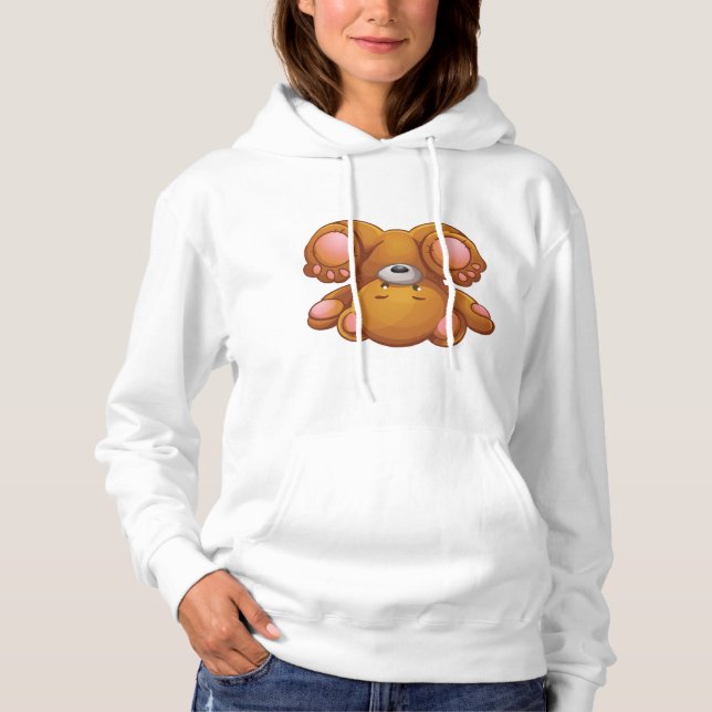 Upside Down Teddy Bear Dam Hoodie Tee Shirt (Framsida)