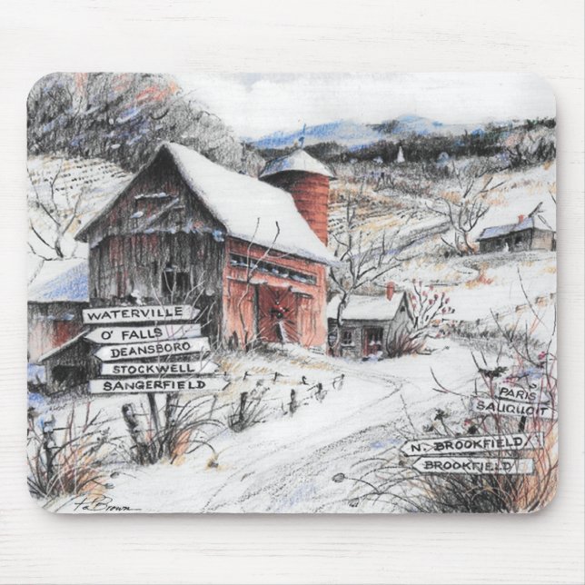 Upstate New York Winter Mousepad Musmatta (Framsidan)
