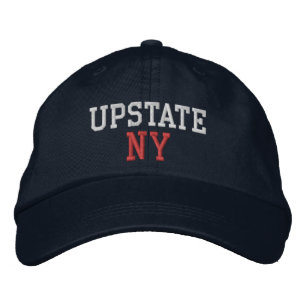 UPSTATE NY White and Red on Navy Blue Broderad Keps