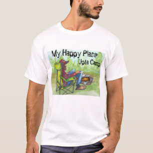 "Upta Camp" vid lägerelden Mitt Lycklig Ställe T Shirt