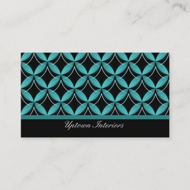 Uptown Glam Affärskort, Teal Visitkort (Framsida)