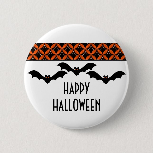 Uptown Glam Fladdermöss Halloween Button Knapp (Framsida)