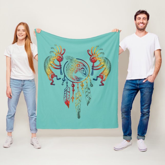 Ur-amerikaner Kokopelli Val Dreamcatcher 1 Fleecefilt (På plats)