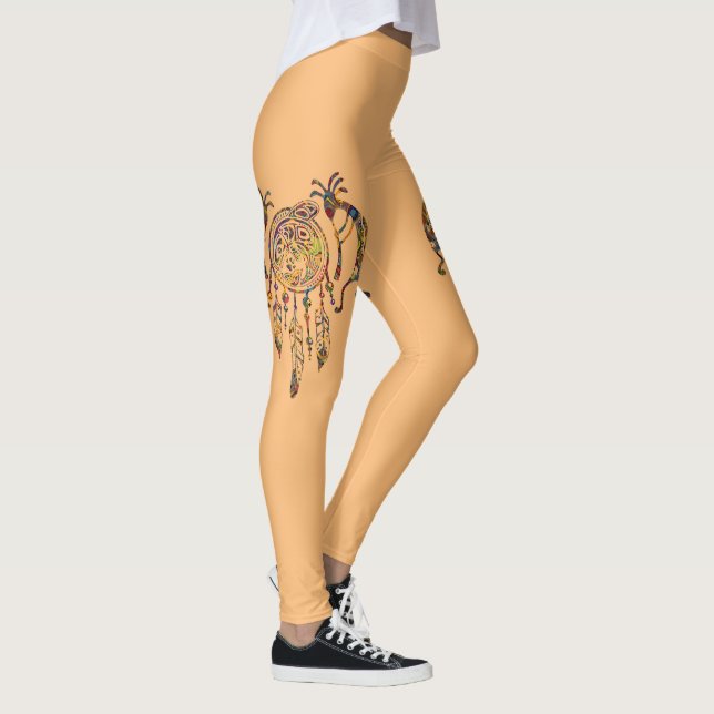 Ur-amerikansk Kokopelli Val Drömfångare 2 Leggings (Höger)