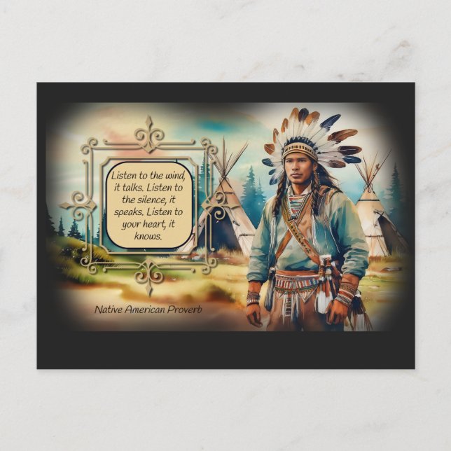 Ur-amerikanskt ordspråk - lyssna till vinden vykort (Framsida)