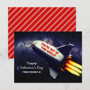 Ur den här världsretenraketen Kids Valentine Helg Vykort