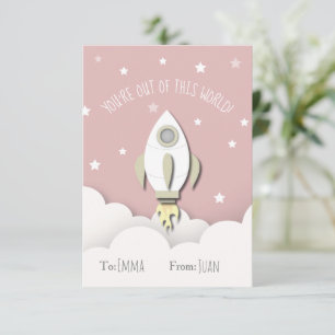 Ur den här världsrymdens Rosa Raket Valentine Inbjudningar