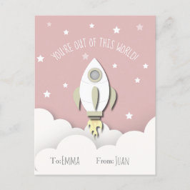 Ur den här världsrymdens Rosa Raket Valentine Vykort