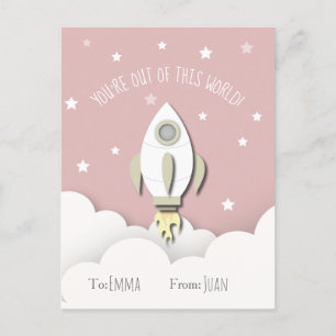 Ur den här världsrymdens Rosa Raket Valentine Vykort