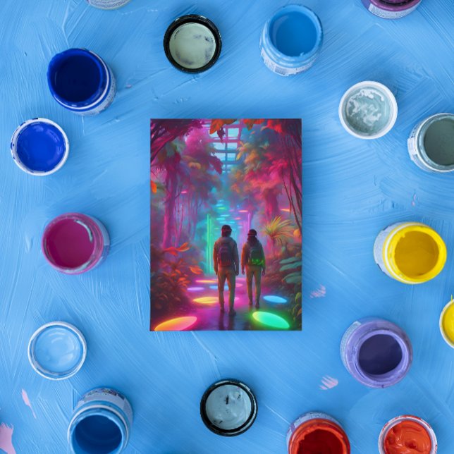 Ur denna värld - Virtuell verklighet Neon Jungle Vykort (Skapare uppladdad)