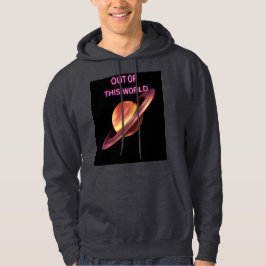 Ur denna världen neon rosa Saturn herr hoodie