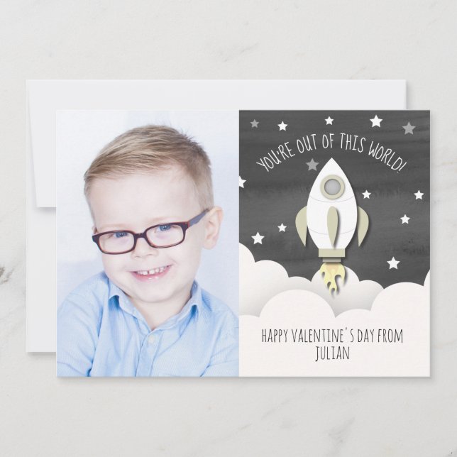 Ur det här världsfoto Space Classroom Valentine Kort (Framsida)