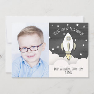 Ur det här världsfoto Space Classroom Valentine Kort