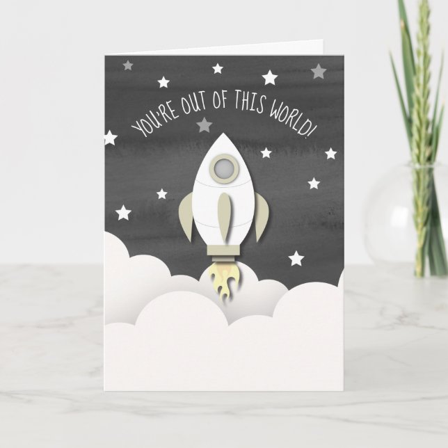 Ur det här världsrymdens raketklassrum Valentine Kort (Framsida)