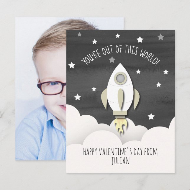 Ur detta World Rocket Classroom Valentine Photo Vykort (Fram/baksida)