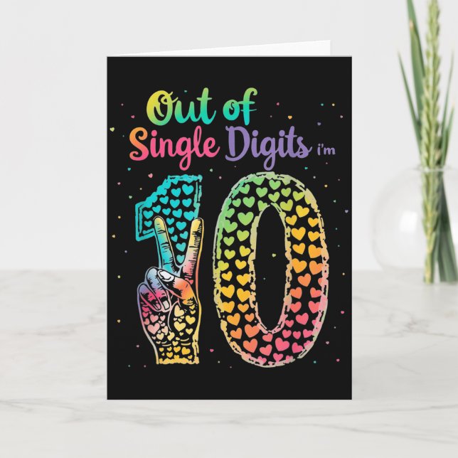 Ur Enstaka Siffror Är Jag 10 Tie Dye Födelsedag Fö Kort (Framsida)