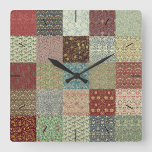 Ur för William Morris Patchworktäcke Fyrkantig Klocka
