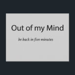 Ur mitt sinne vykort<br><div class="desc">Kom tillbaka om fem minuter!</div>