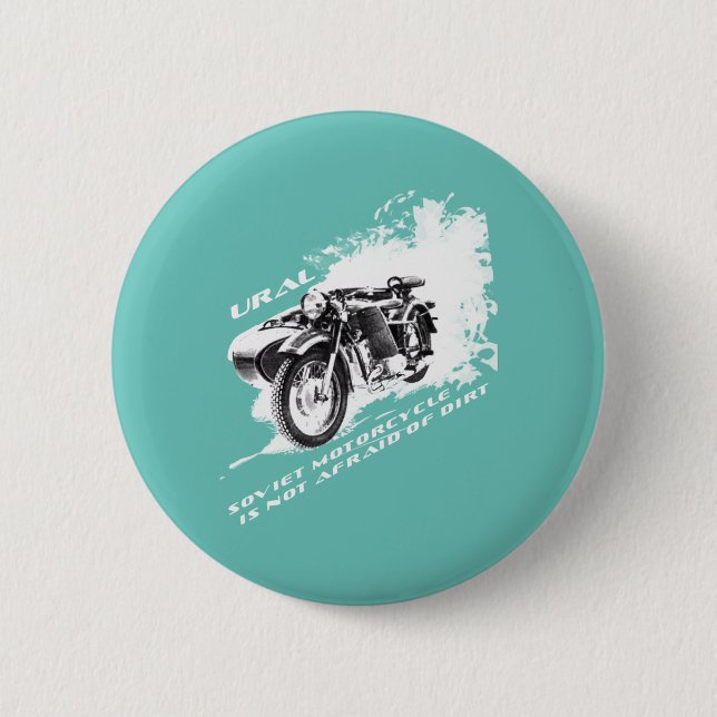 Uralmotorcykel med Sidecar är inte smutsig Knapp (Framsida)