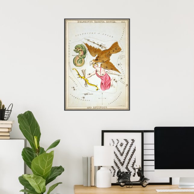 Urania's Mirror, Antik Astronomi Himmelskarta Poster (Hemmakontoret)
