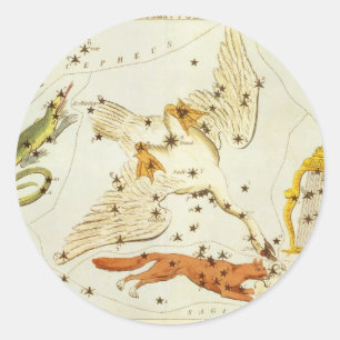 Urania's Mirror, Antik Astronomi Himmelskarta Runt Klistermärke