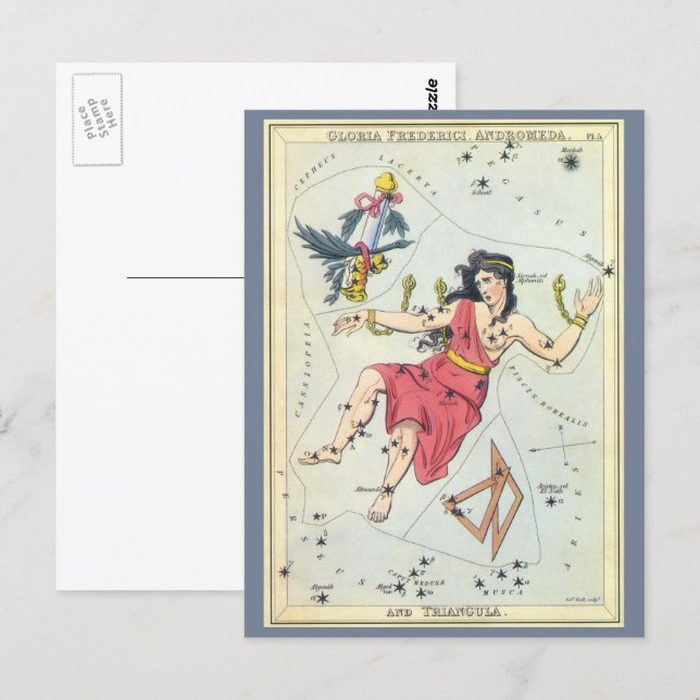 Urania's Mirror, Antik Astronomi Himmelskarta Vykort (Fram/baksida)