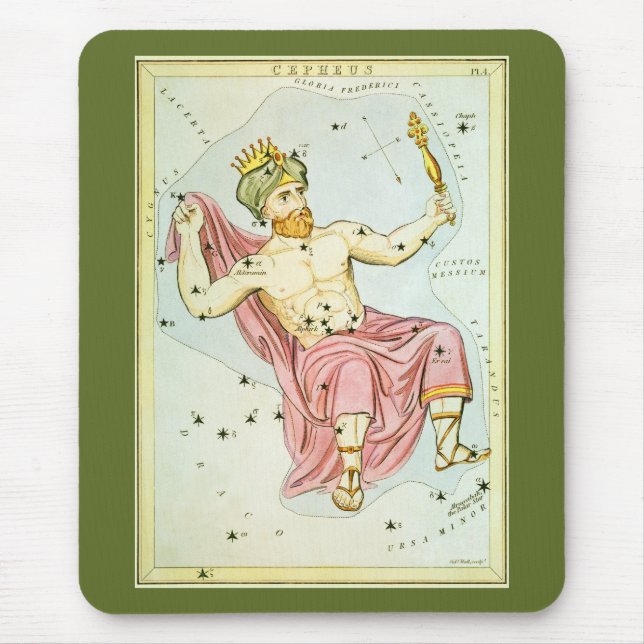 Urania's spegel, antikt astronomiskt himmelskarta musmatta (Framsidan)