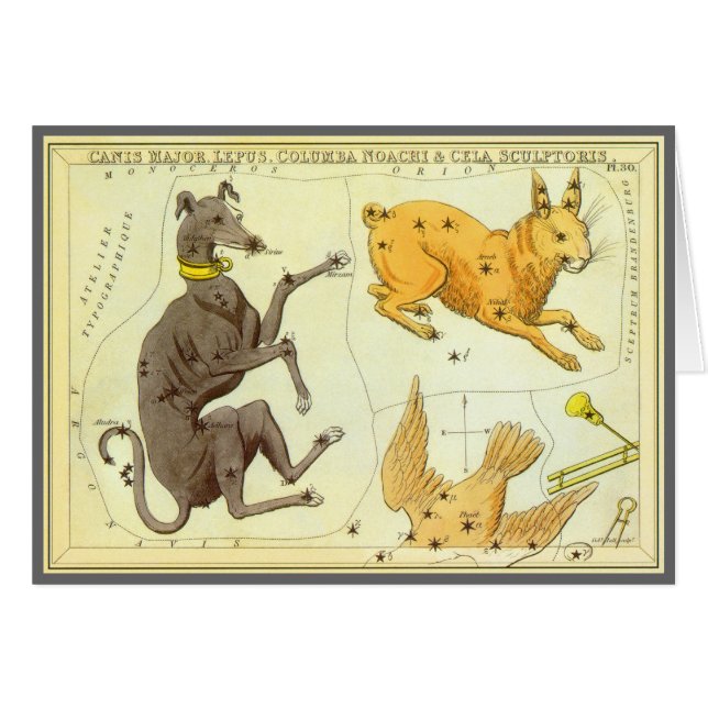 Uranias Spegel, Vintage astronomi Celestial Karta Hälsningskort (Framsidan Horizontal)