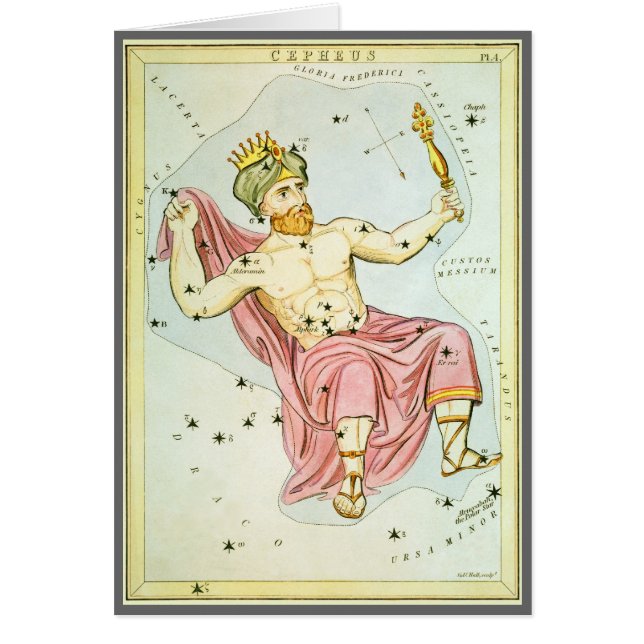 Uranias Spegel, Vintage astronomi Celestial Karta Hälsningskort (Framsidan)
