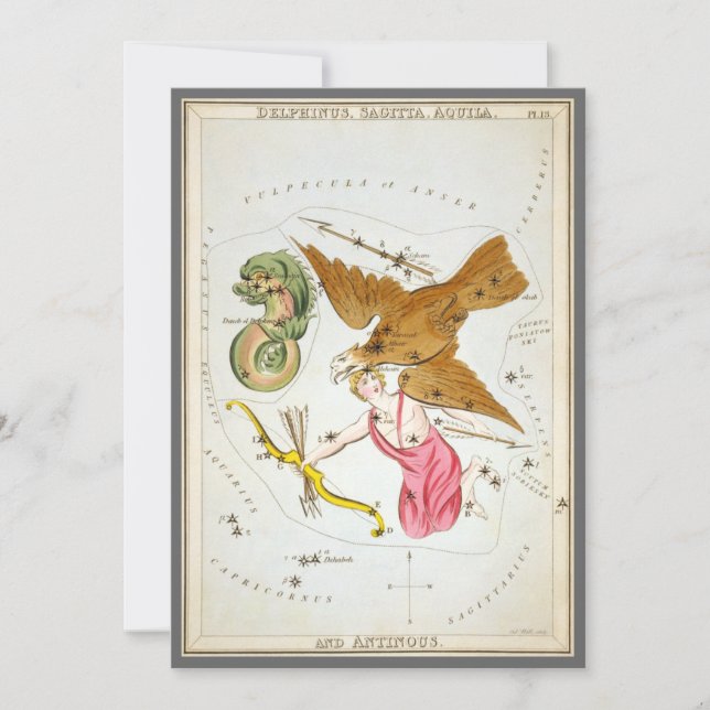 Uranias Spegel, Vintage astronomi Celestial Karta Inbjudningar (Framsida)