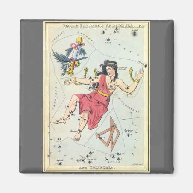 Uranias Spegel, Vintage astronomi Celestial Karta Magnet (Framsidan)