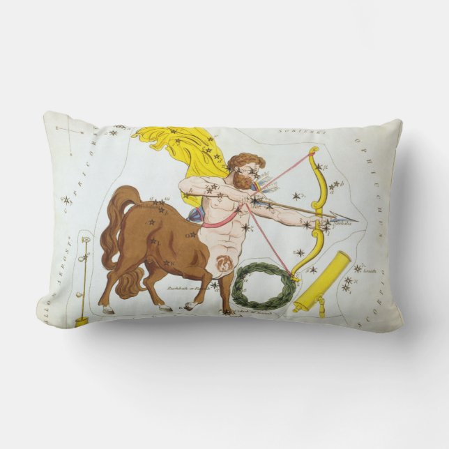 Uranias Spegel, Vintage Sagittarius Constellation Lumbarkudde (Framsida)